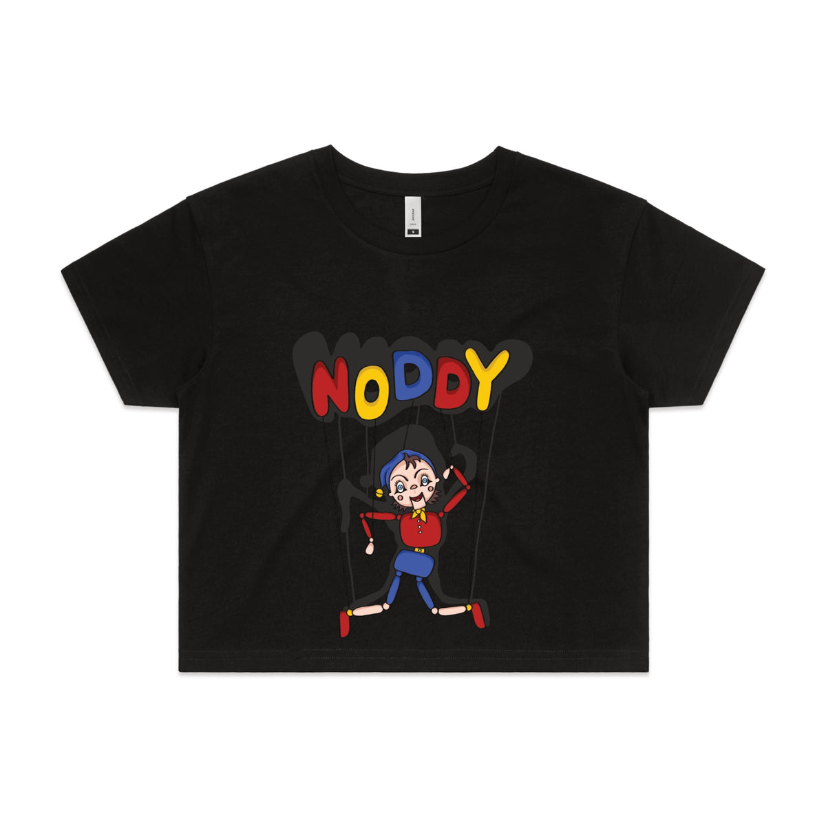 Black crop top with Noddy graphic by Lonely Kids Club