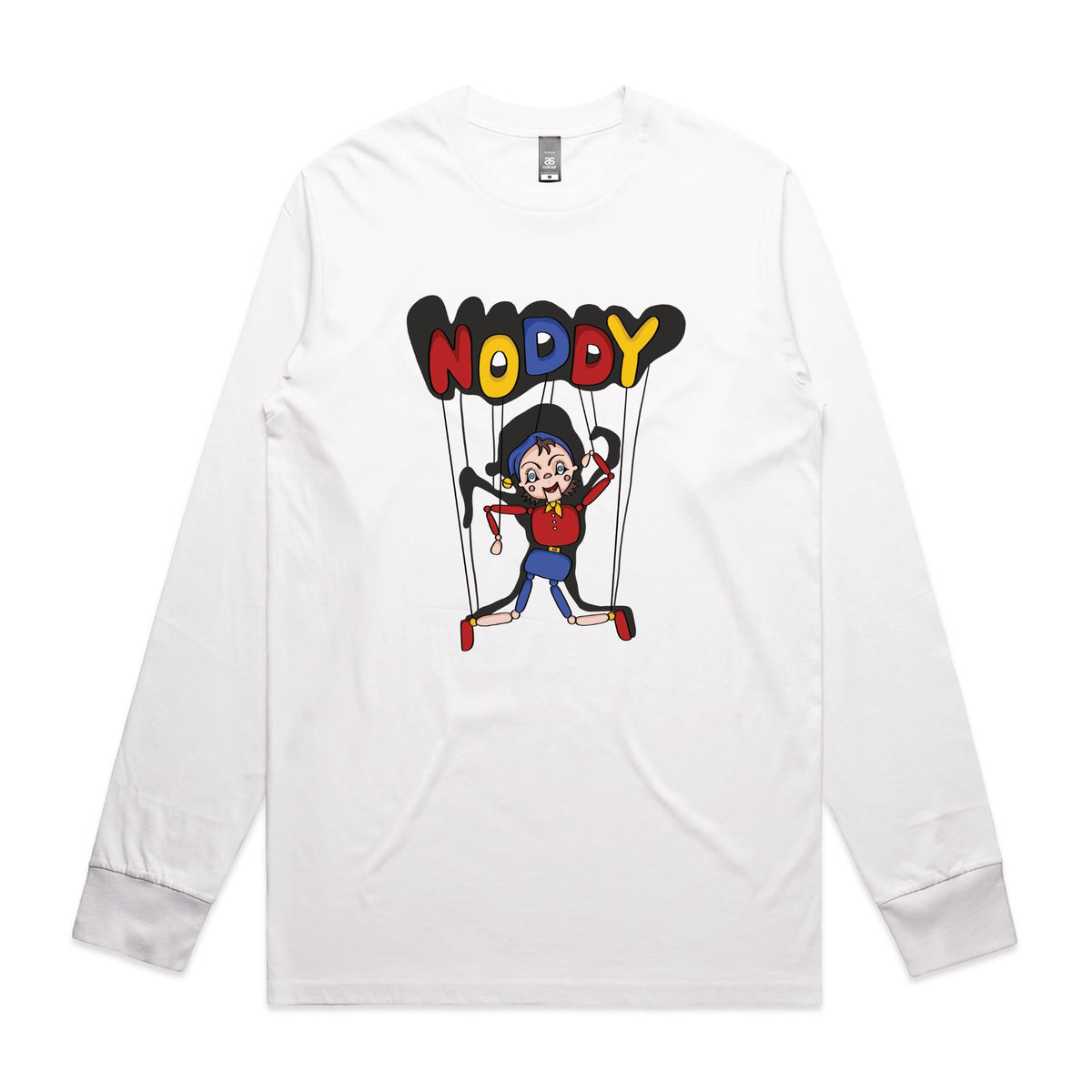 White long sleeve t-shirt with Noddy graphic by Lonely Kids Club