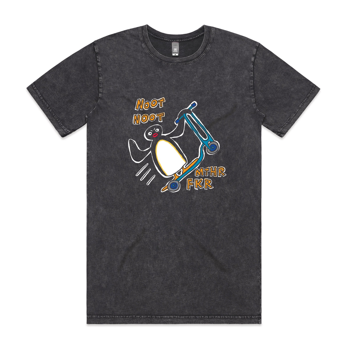 Acid Wash unisex t-shirt with Noot Noot graphic by Lonely Kids Club