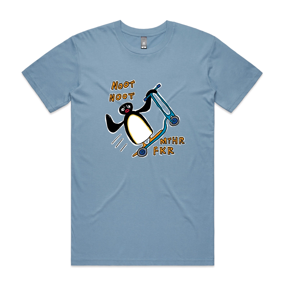 Carolina Blue unisex t-shirt with Noot Noot graphic by Lonely Kids Club