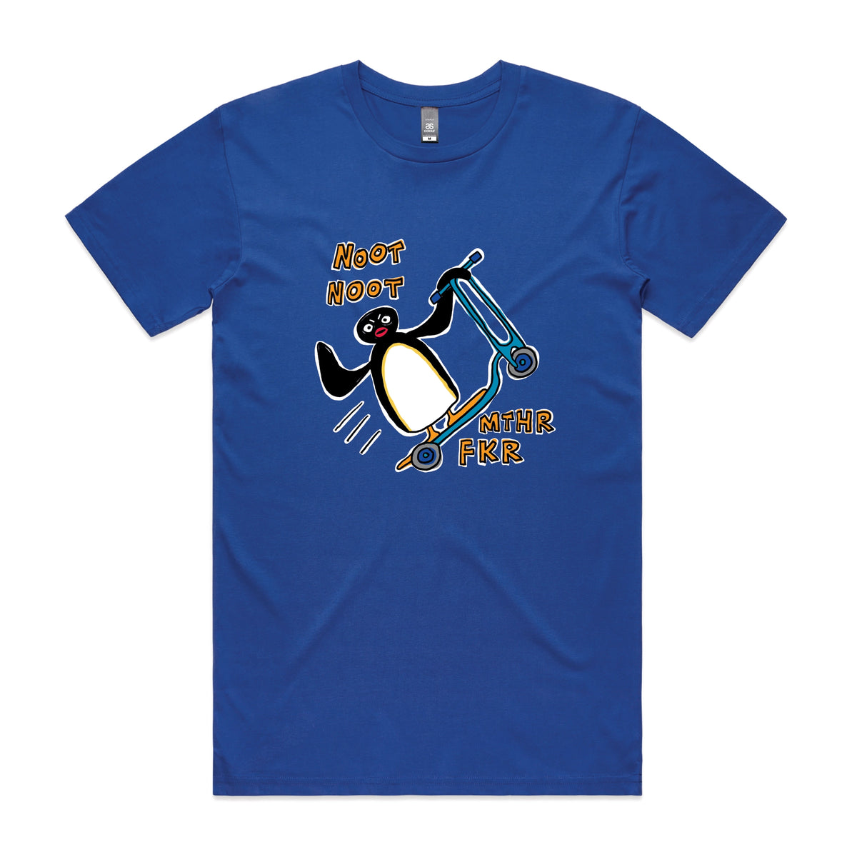 Royal Blue unisex t-shirt with Noot Noot graphic by Lonely Kids Club