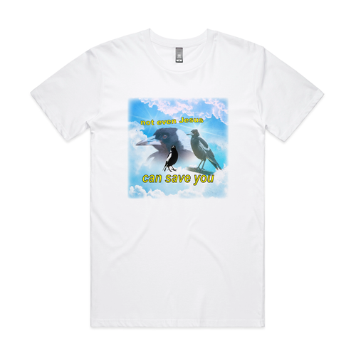 Not Even Jesus Tee by Lonely Kids Club. All clothing from our T-shirts to our shorts and hoodies are ethically made, and printed packed and shipped from Sydney.