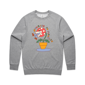Nourish To Flourish Jumper by Lonely Kids Club. All clothing from our T-shirts to our shorts and hoodies are ethically made, and printed packed and shipped from Sydney.