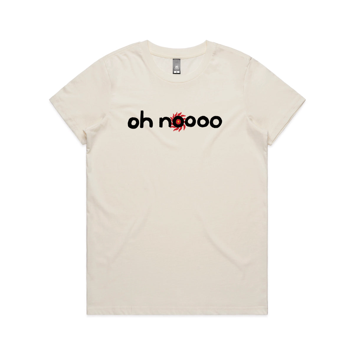 Ecru fitted womens t-shirt with Oh Noooo graphic by Lonely Kids Club