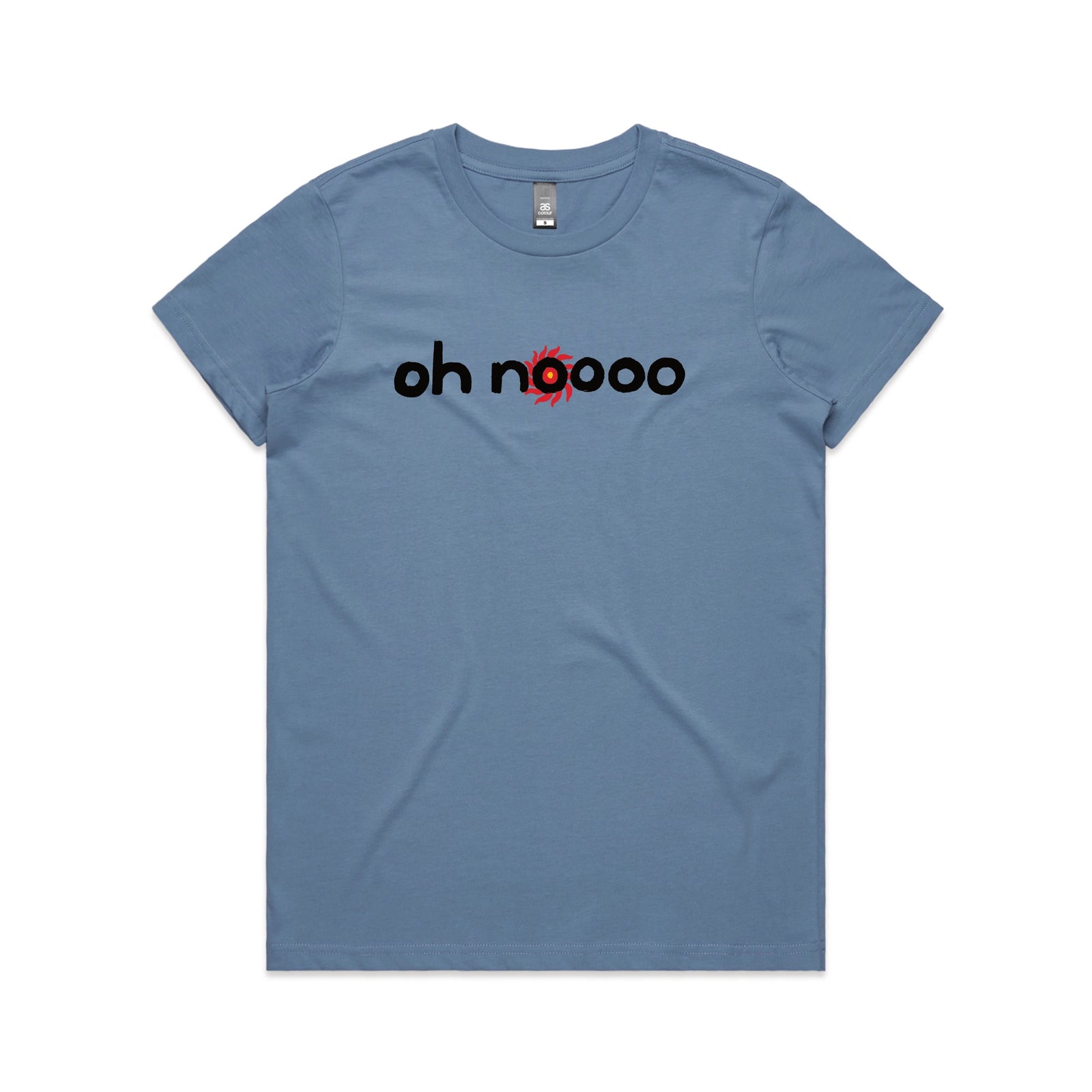 Carolina Blue fitted womens t-shirt with Oh Noooo graphic by Lonely Kids Club