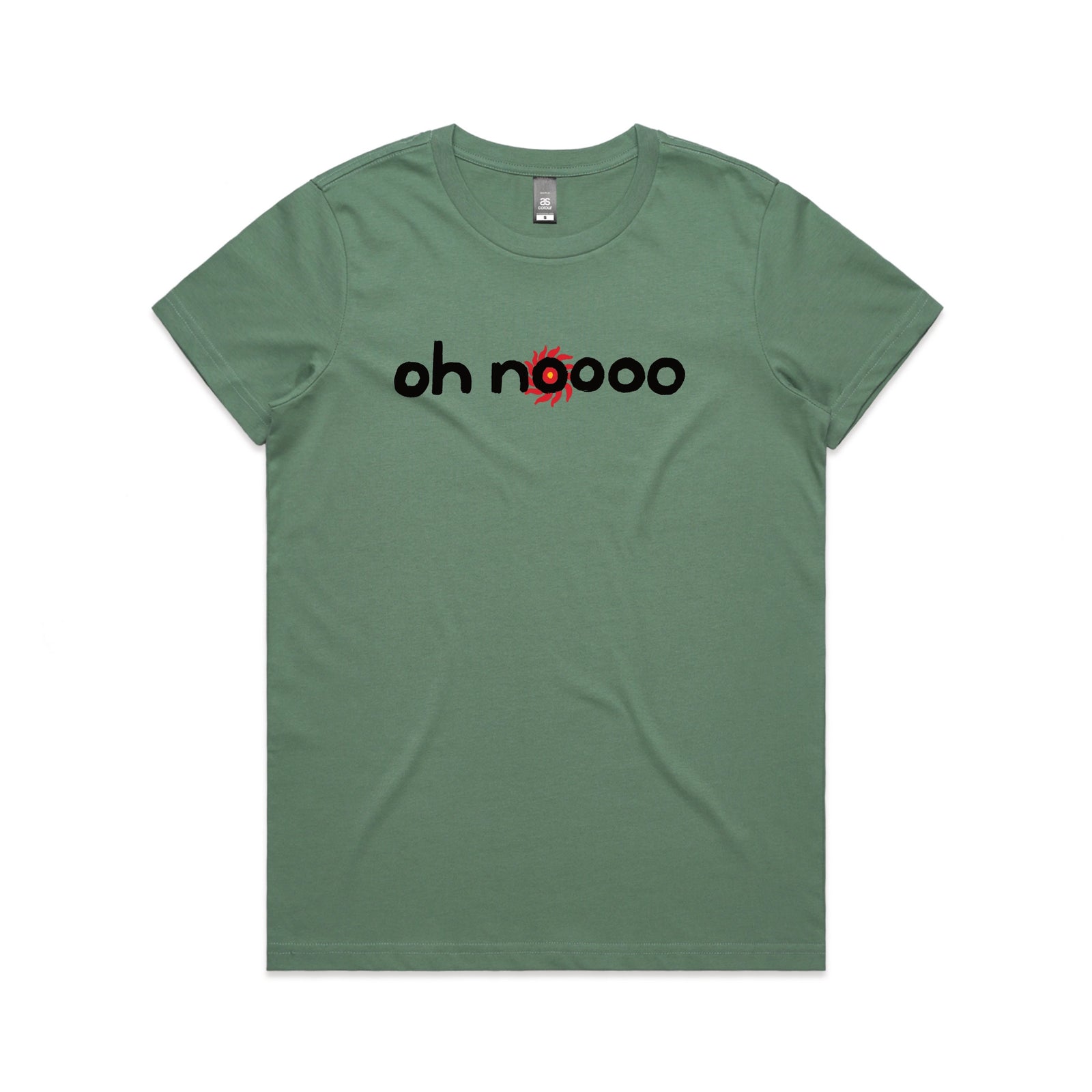 Sage fitted womens t-shirt with Oh Noooo graphic by Lonely Kids Club