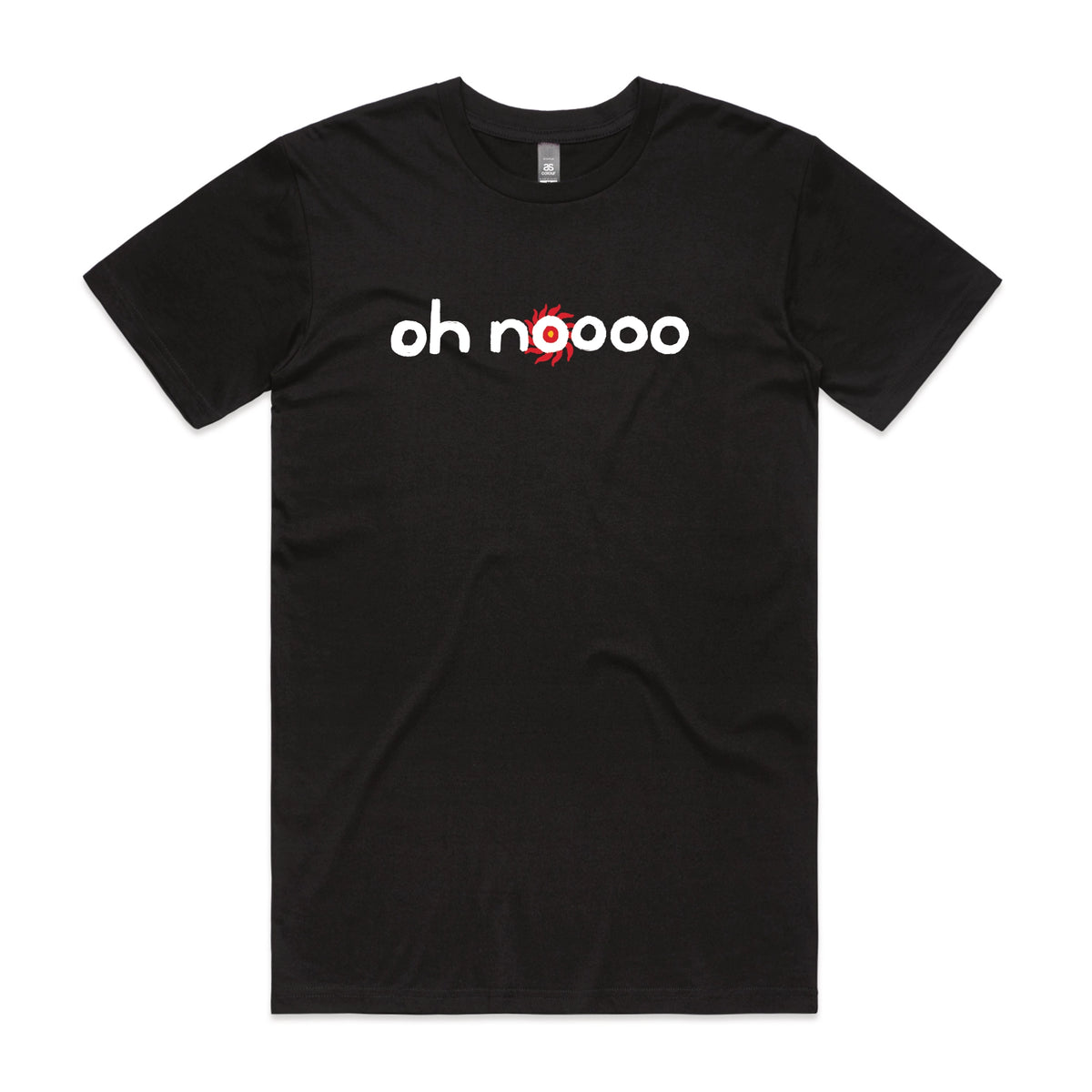 Black unisex t-shirt with Oh Noooo graphic by Lonely Kids Club