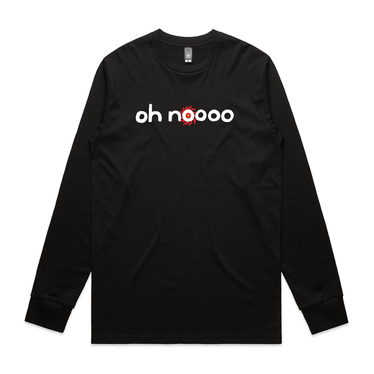 Black long sleeve t-shirt with Oh Noooo graphic by Lonely Kids Club