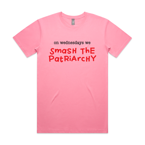 On Wednesdays We Smash The Patriarchy Tee by Lonely Kids Club. All clothing from our T-shirts to our shorts and hoodies are ethically made, and printed packed and shipped from Sydney.