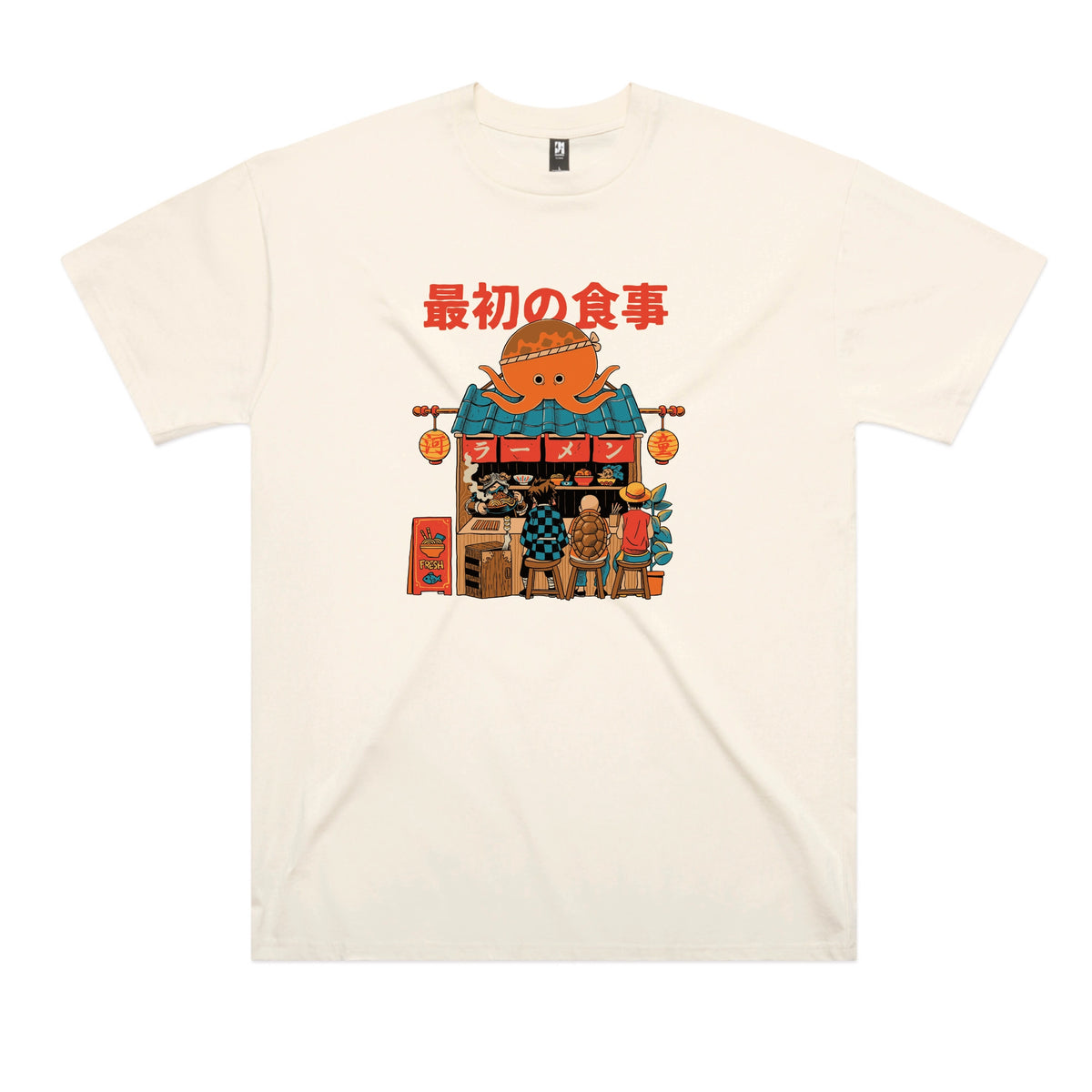 Ecru oversized t-shirt with Pampling Ramen graphic by Lonely Kids Club