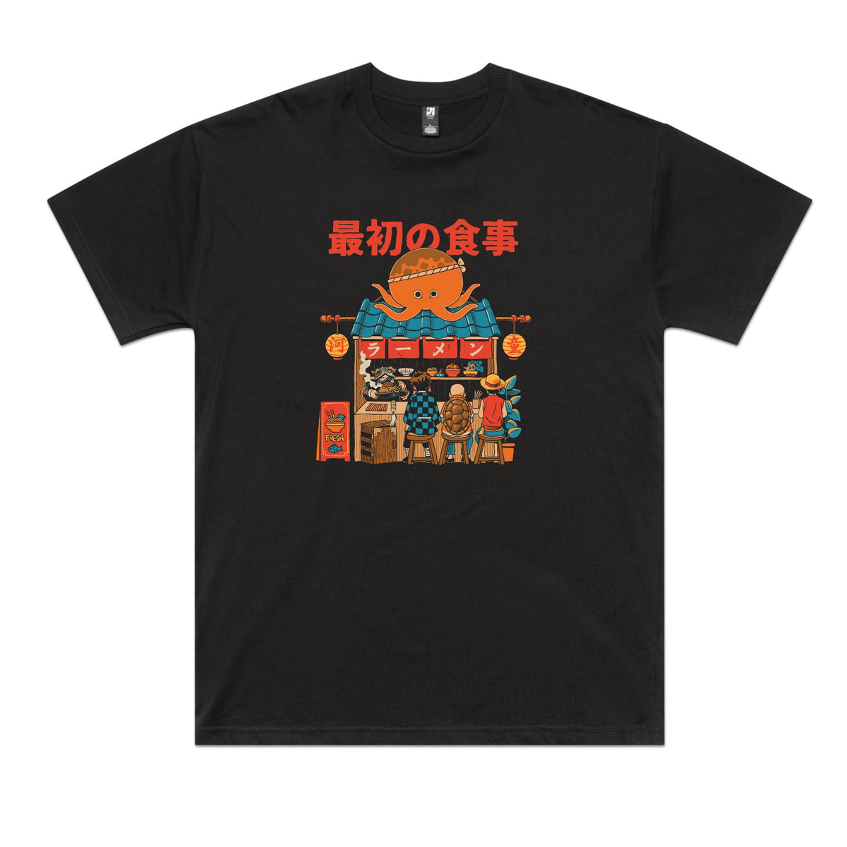 Black oversized t-shirt with Pampling Ramen graphic by Lonely Kids Club
