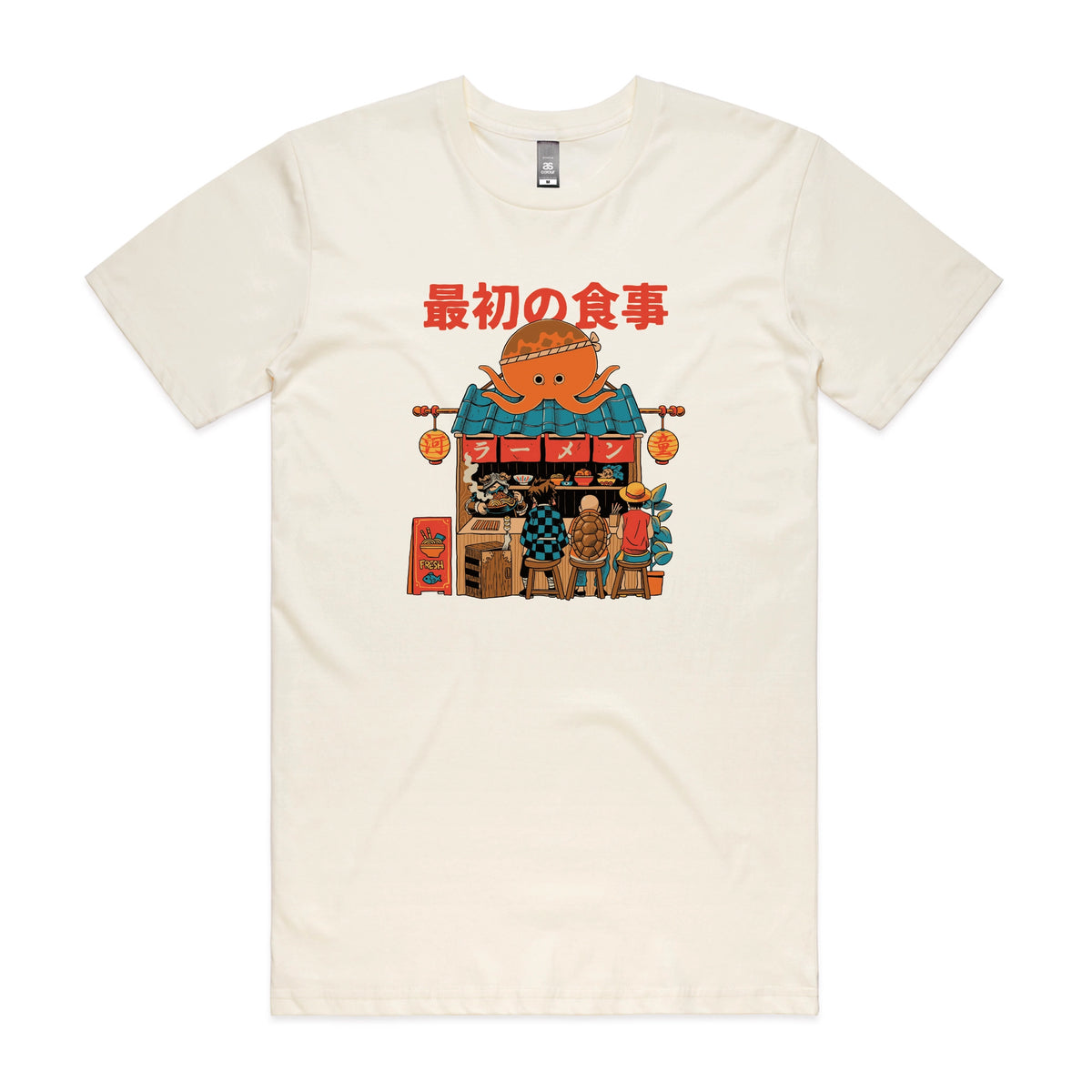 Ecru unisex t-shirt with Pampling Ramen graphic by Lonely Kids Club