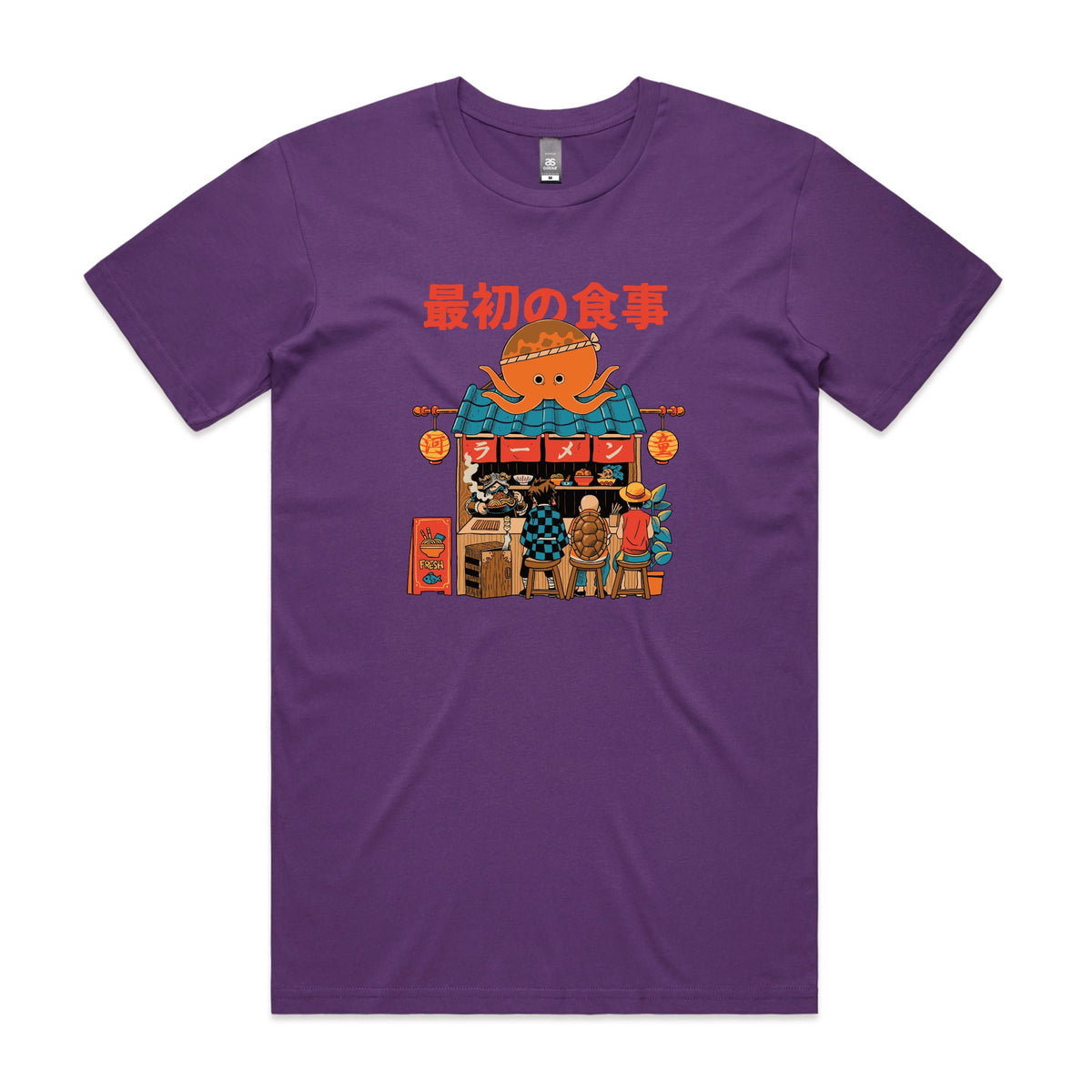Purple unisex t-shirt with Pampling Ramen graphic by Lonely Kids Club