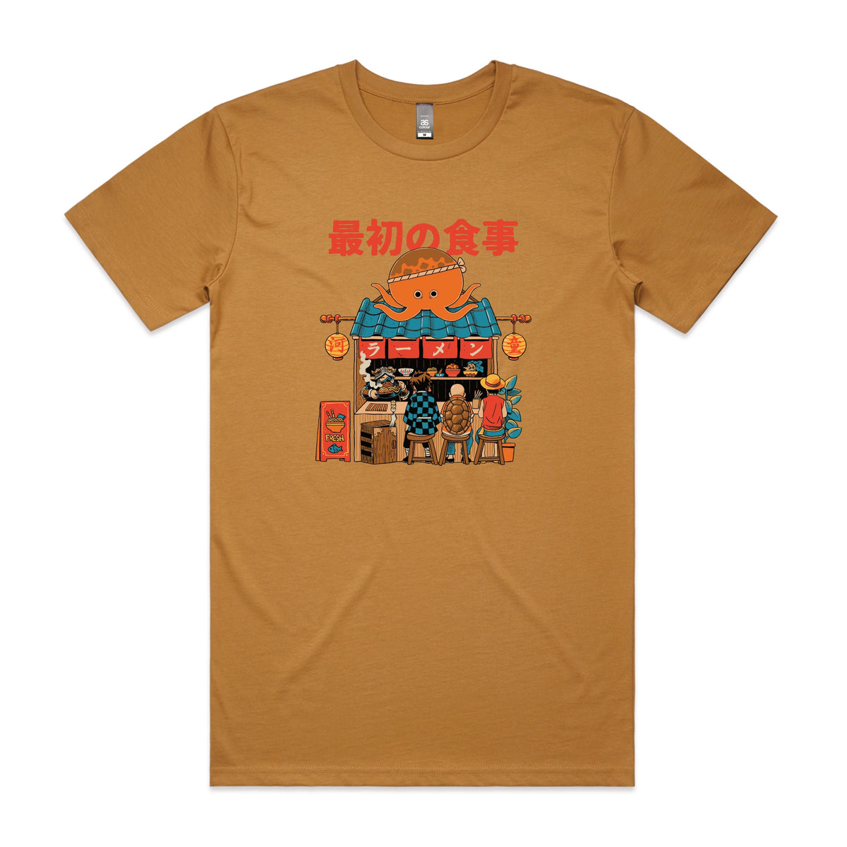 Camel unisex t-shirt with Pampling Ramen graphic by Lonely Kids Club