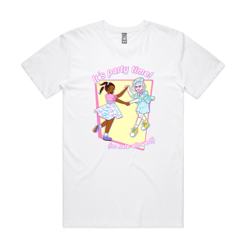 Let's Party Tee by Lonely Kids Club. All clothing from our T-shirts to our shorts and hoodies are ethically made, and printed packed and shipped from Sydney.
