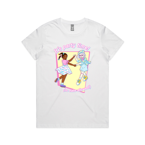 Let's Party Tee by Lonely Kids Club. All clothing from our T-shirts to our shorts and hoodies are ethically made, and printed packed and shipped from Sydney.