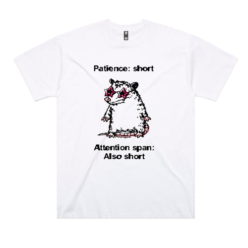 Patience Short Tee by Lonely Kids Club. All clothing from our T-shirts to our shorts and hoodies are ethically made, and printed packed and shipped from Sydney.