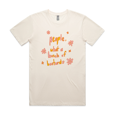 People Are Bastards Tee by Lonely Kids Club. All clothing from our T-shirts to our shorts and hoodies are ethically made, and printed packed and shipped from Sydney.