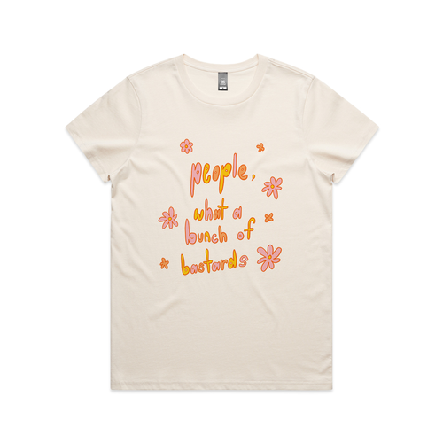 People Are Bastards Tee by Lonely Kids Club. All clothing from our T-shirts to our shorts and hoodies are ethically made, and printed packed and shipped from Sydney.
