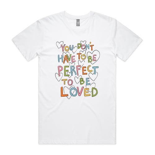 To Be Perfect Tee by Lonely Kids Club. All clothing from our T-shirts to our shorts and hoodies are ethically made, and printed packed and shipped from Sydney.