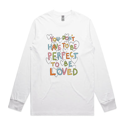 To Be Perfect Tee by Lonely Kids Club. All clothing from our T-shirts to our shorts and hoodies are ethically made, and printed packed and shipped from Sydney.