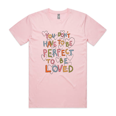 To Be Perfect Tee by Lonely Kids Club. All clothing from our T-shirts to our shorts and hoodies are ethically made, and printed packed and shipped from Sydney.