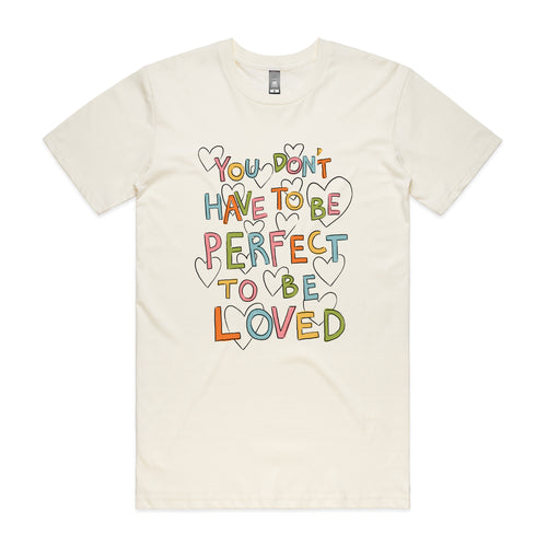 To Be Perfect Tee by Lonely Kids Club. All clothing from our T-shirts to our shorts and hoodies are ethically made, and printed packed and shipped from Sydney.