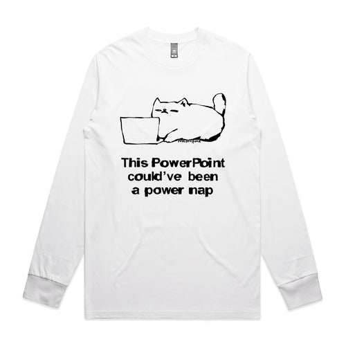 Powerpoint Power Nap Tee by Lonely Kids Club. All clothing from our T-shirts to our shorts and hoodies are ethically made, and printed packed and shipped from Sydney.