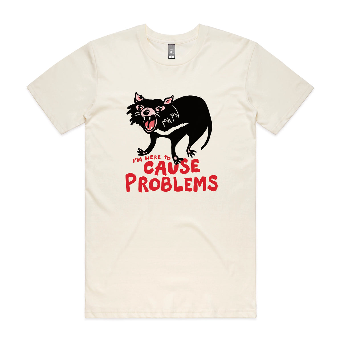 Ecru unisex t-shirt with Cause Problems graphic by Lonely Kids Club