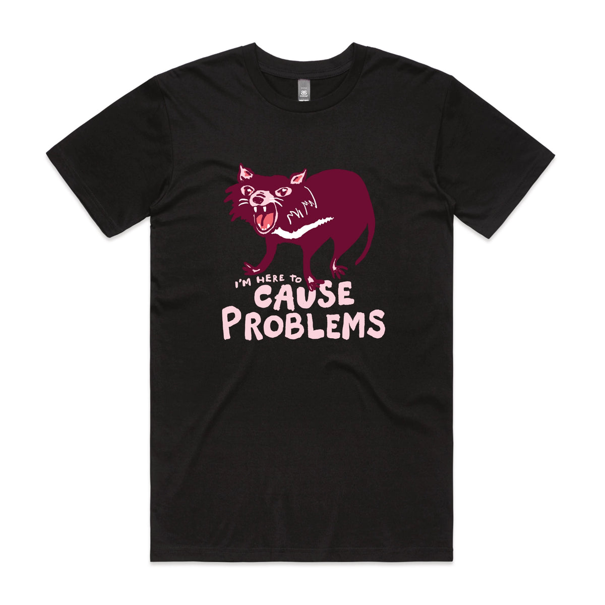 Black unisex t-shirt with Cause Problems graphic by Lonely Kids Club