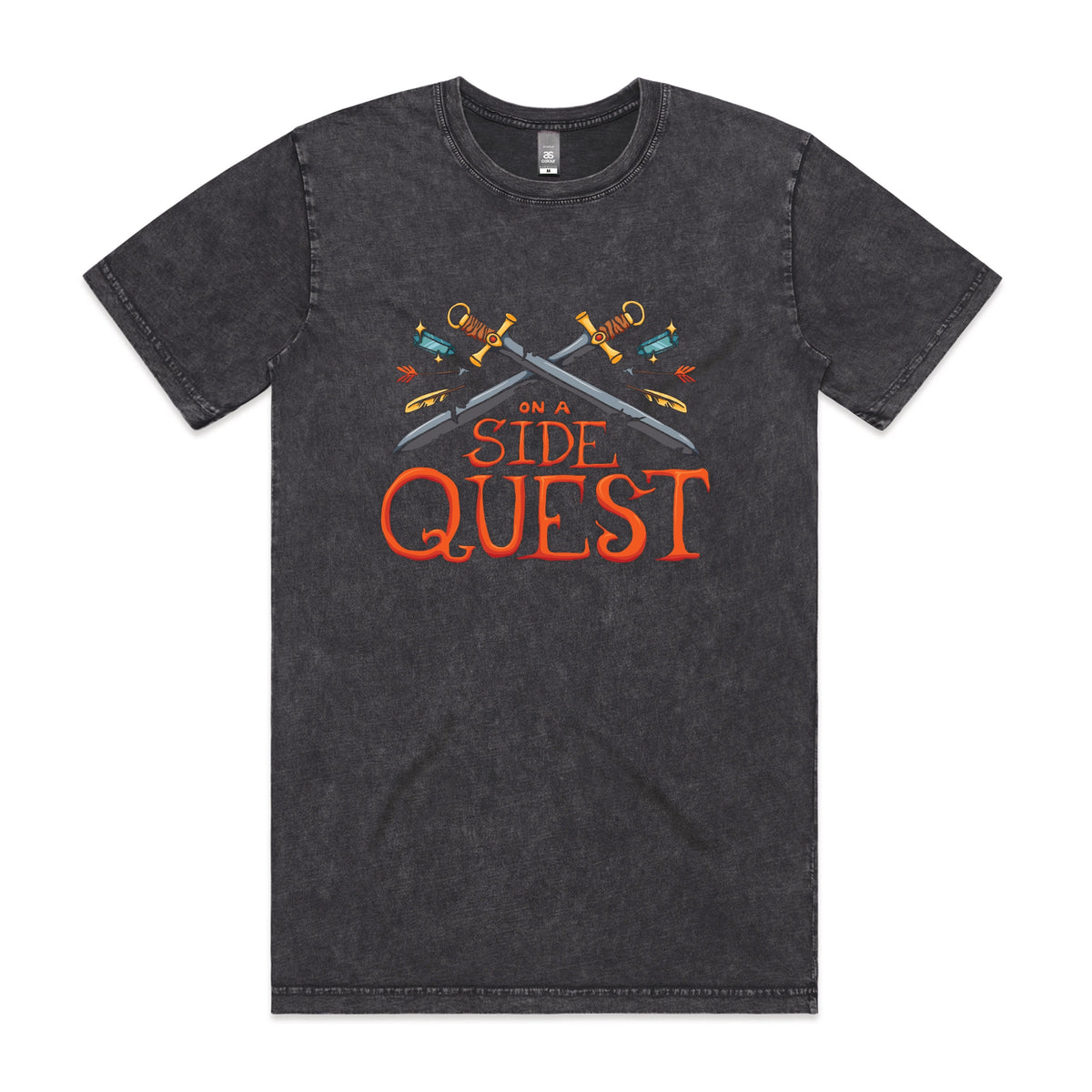 Acid Wash unisex t-shirt with Side Quest graphic by Lonely Kids Club
