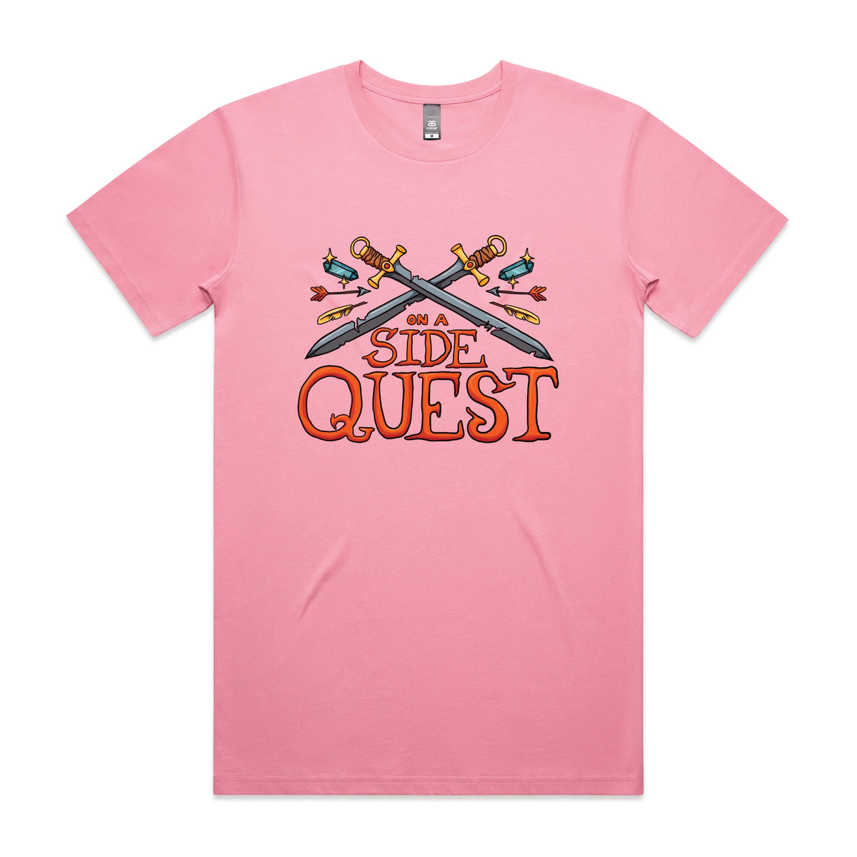 Bubblegum unisex t-shirt with Side Quest graphic by Lonely Kids Club