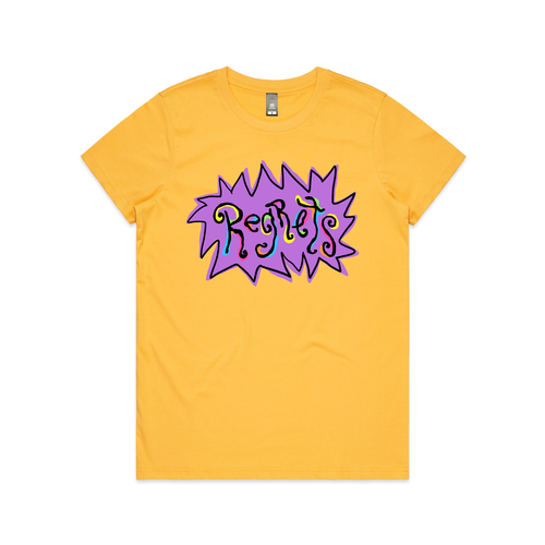 Regrets Tee by Lonely Kids Club. All clothing from our T-shirts to our shorts and hoodies are ethically made, and printed packed and shipped from Sydney.