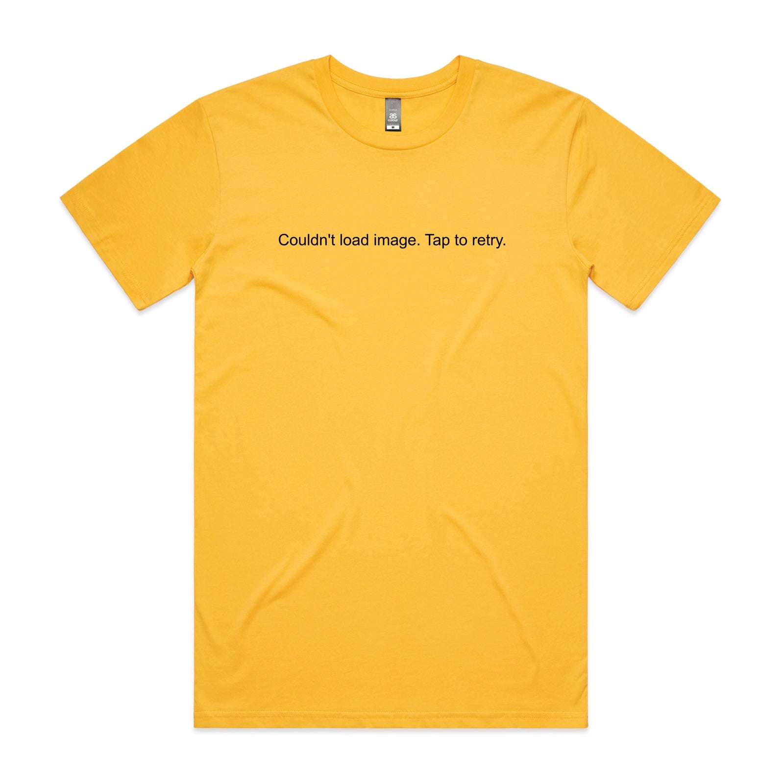 Yellow unisex t-shirt with Tap To Retry graphic by Lonely Kids Club