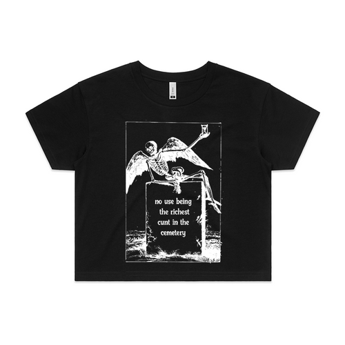 Richest In The Cemetery Tee by Lonely Kids Club. All clothing from our T-shirts to our shorts and hoodies are ethically made, and printed packed and shipped from Sydney.