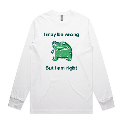 I Am Right Tee by Lonely Kids Club. All clothing from our T-shirts to our shorts and hoodies are ethically made, and printed packed and shipped from Sydney.
