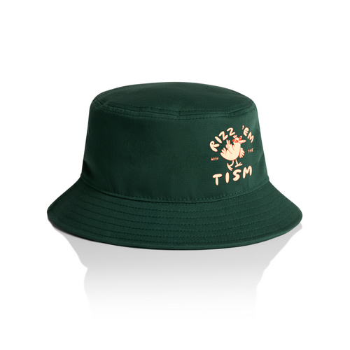 Rizz 'Em With The 'Tism Bucket Hat by Lonely Kids Club. All clothing from our T-shirts to our shorts and hoodies are ethically made, and printed packed and shipped from Sydney.
