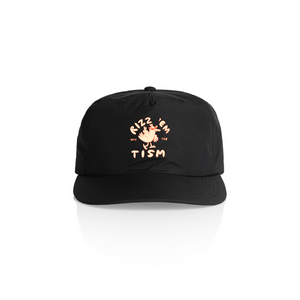 An original design featuring the phrase Rizz Em With The Tism, printed on a black cap. Premium and sustainable. 