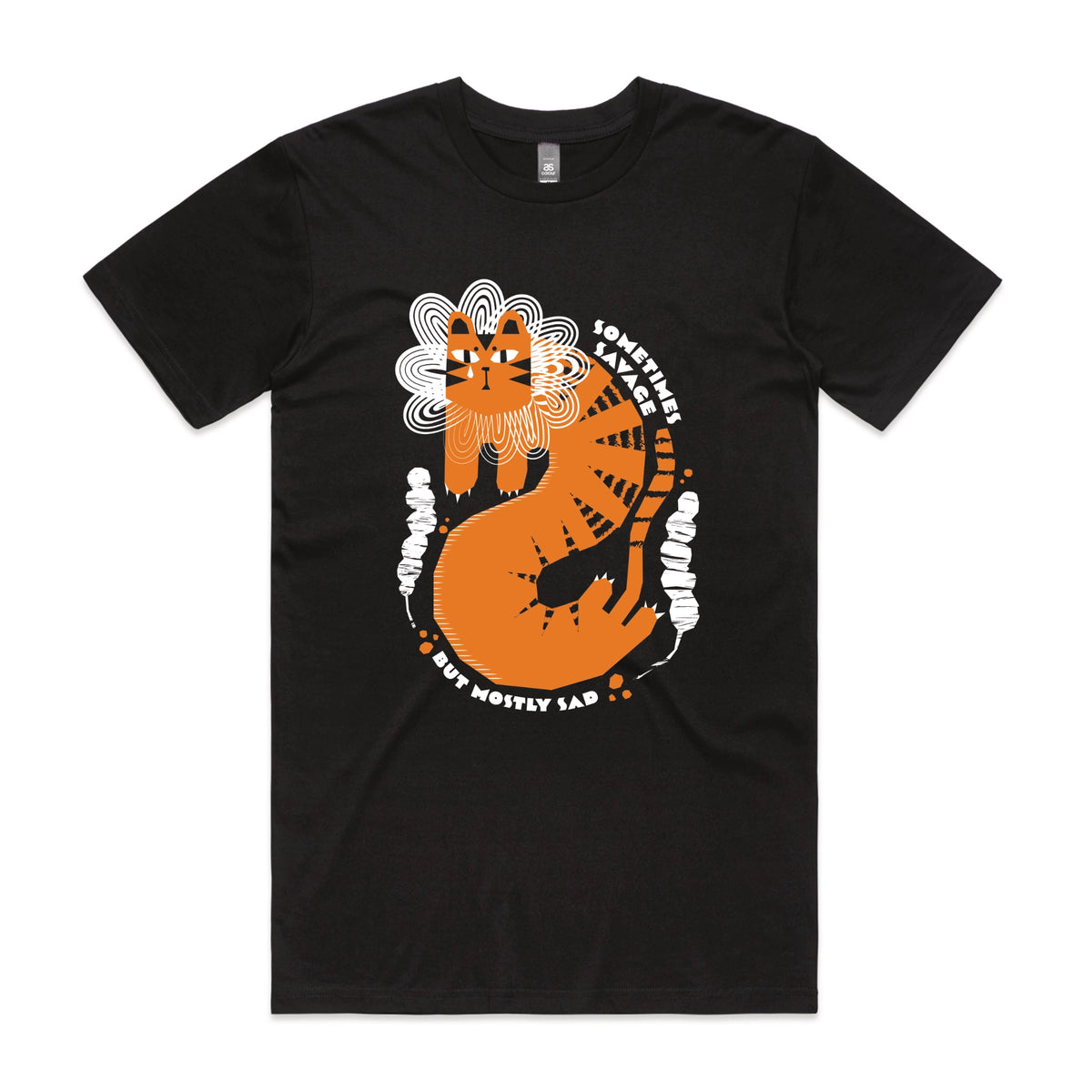 Black unisex t-shirt with Sometimes Savage graphic by Lonely Kids Club