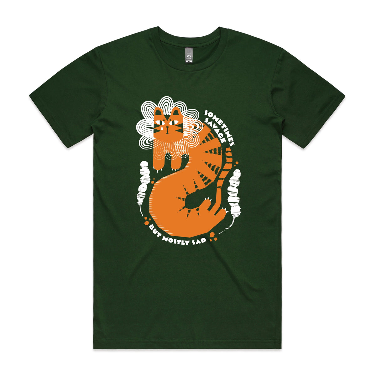 Forest Green unisex t-shirt with Sometimes Savage graphic by Lonely Kids Club
