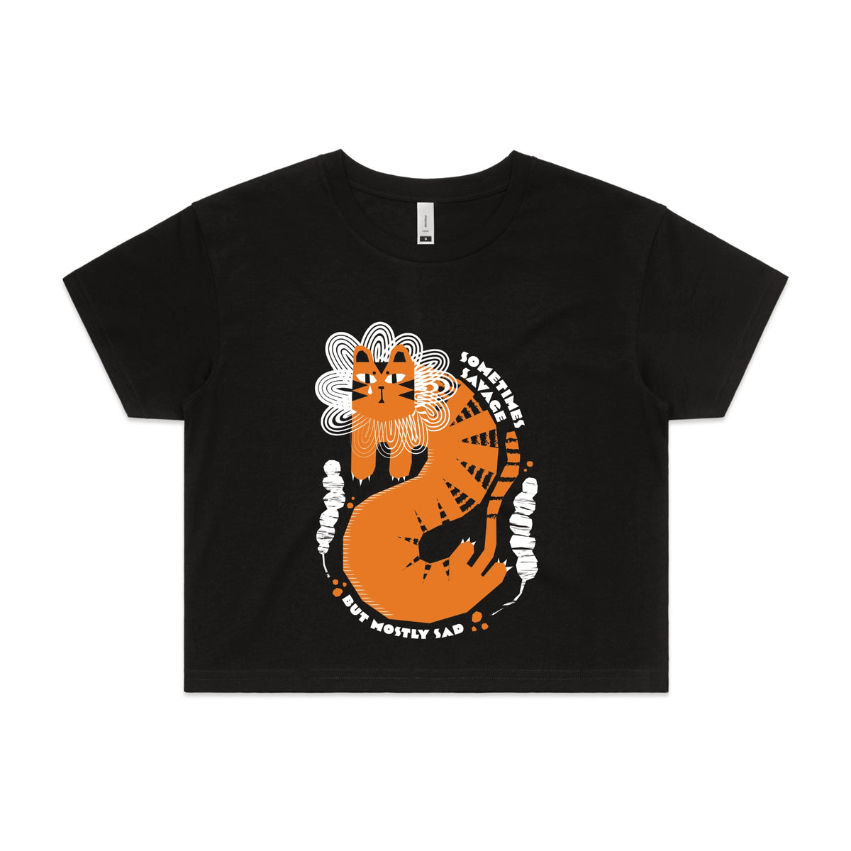 Black crop top with Sometimes Savage graphic by Lonely Kids Club