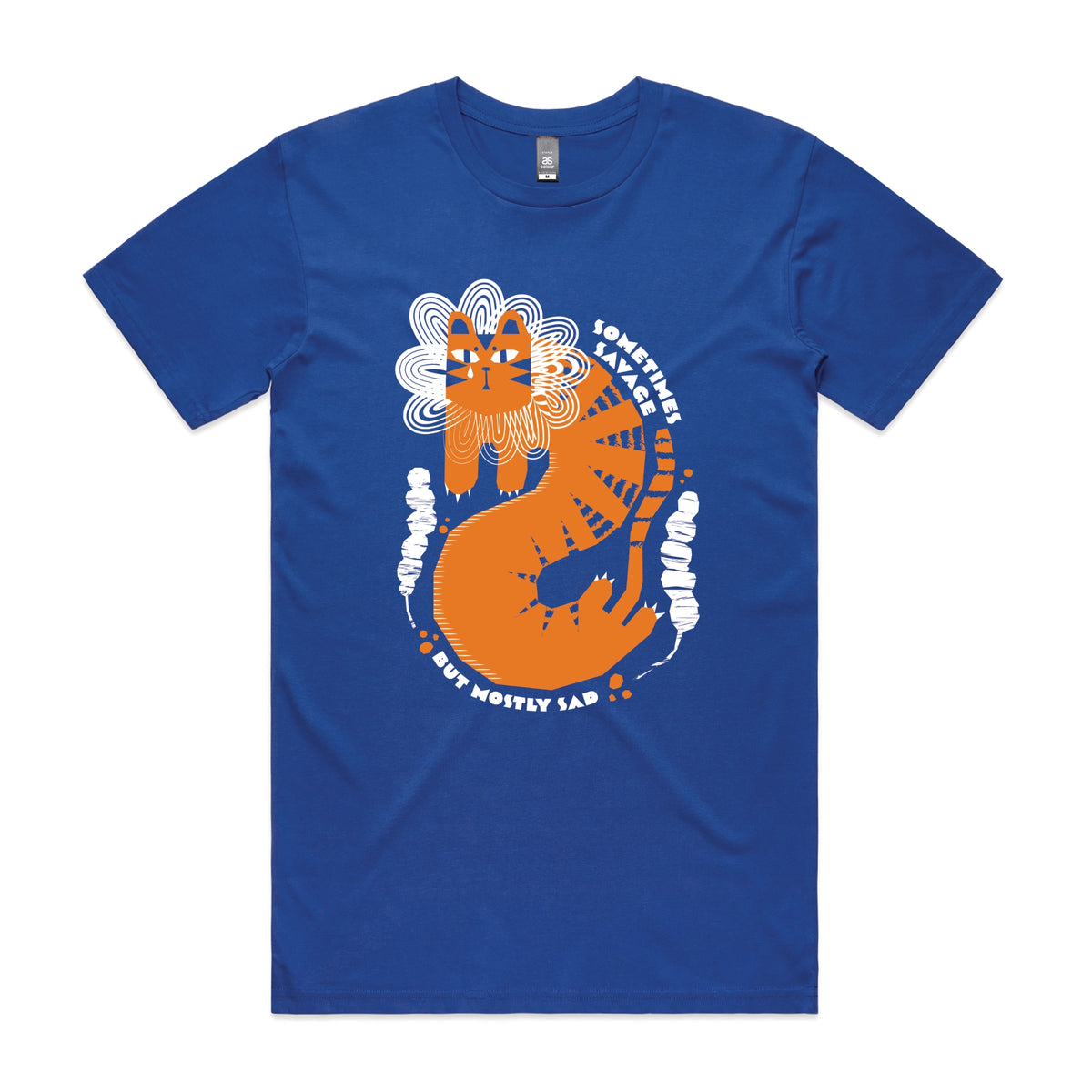 Royal Blue unisex t-shirt with Sometimes Savage graphic by Lonely Kids Club