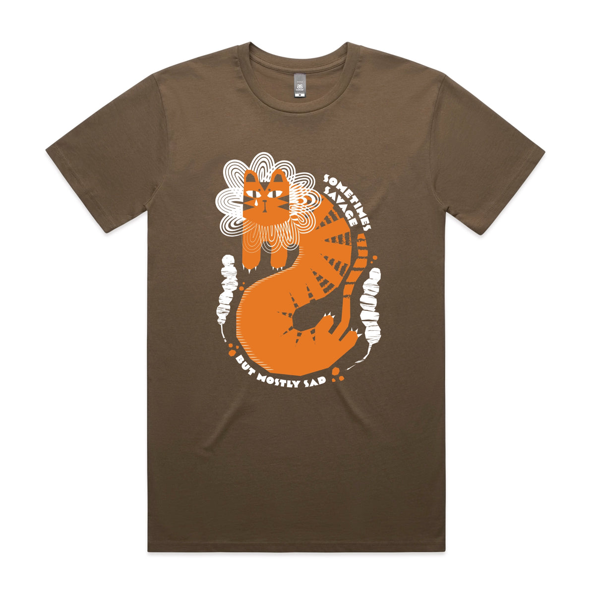 Walnut unisex t-shirt with Sometimes Savage graphic by Lonely Kids Club