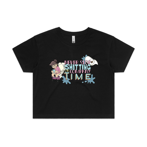 Shitting On Company Time Tee by Lonely Kids Club. All clothing from our T-shirts to our shorts and hoodies are ethically made, and printed packed and shipped from Sydney.