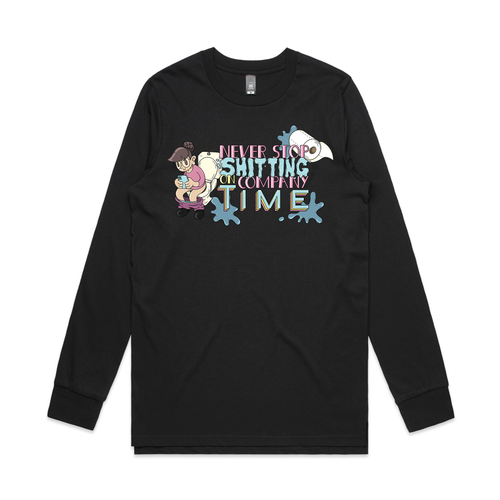 Shitting On Company Time Tee by Lonely Kids Club. All clothing from our T-shirts to our shorts and hoodies are ethically made, and printed packed and shipped from Sydney.