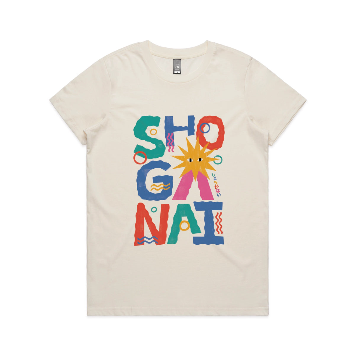 Ecru fitted womens t-shirt with Shoganai graphic by Lonely Kids Club