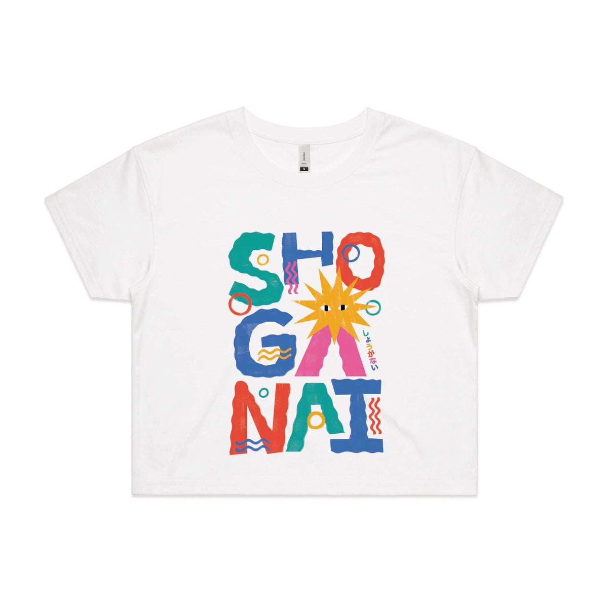 White crop top with Shoganai graphic by Lonely Kids Club