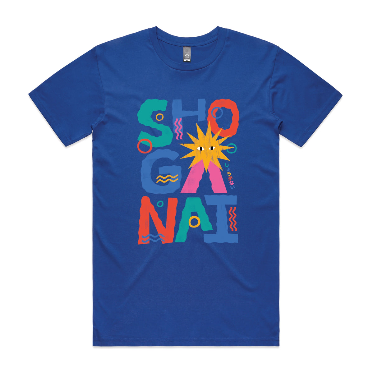 Royal Blue unisex t-shirt with Shoganai graphic by Lonely Kids Club