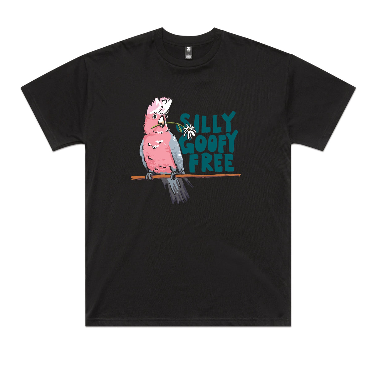 Black oversized t-shirt with Silly Goofy Free graphic by Lonely Kids Club