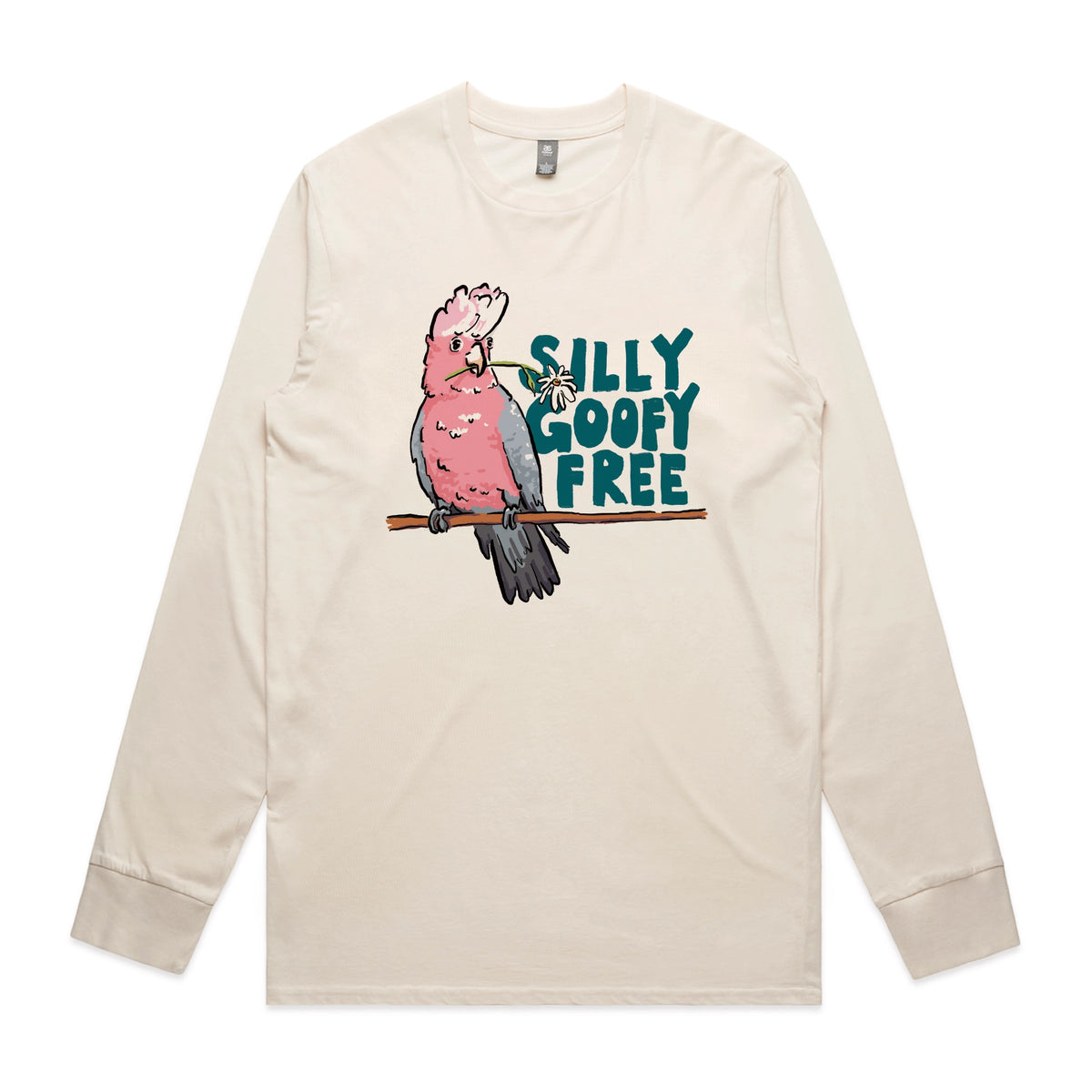 Ecru long sleeve t-shirt with Silly Goofy Free graphic by Lonely Kids Club